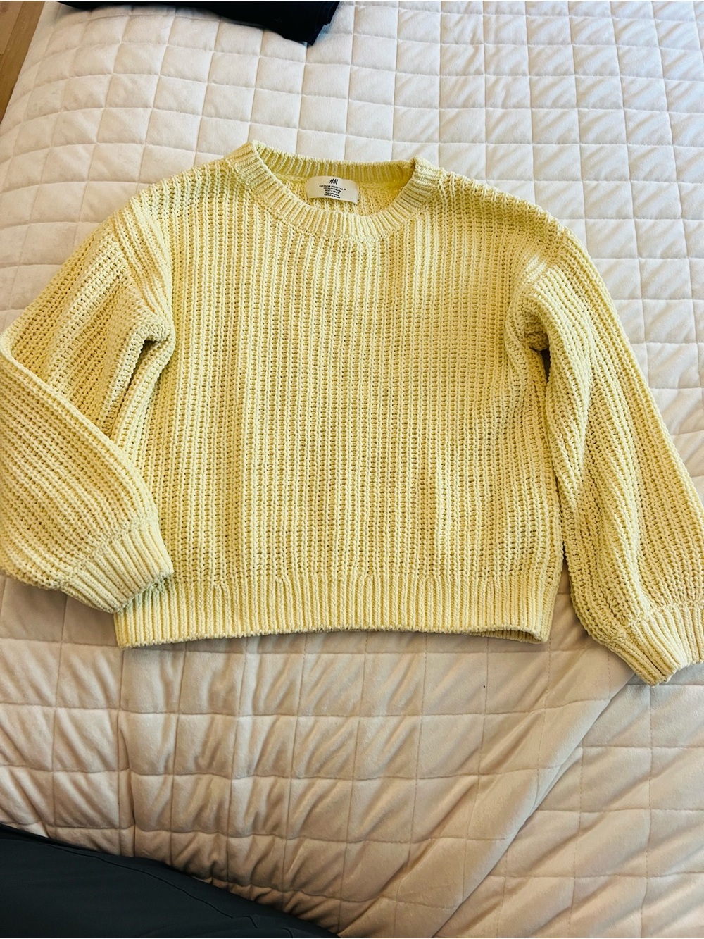 H&M Light Cream Textured Crewneck Sweater
